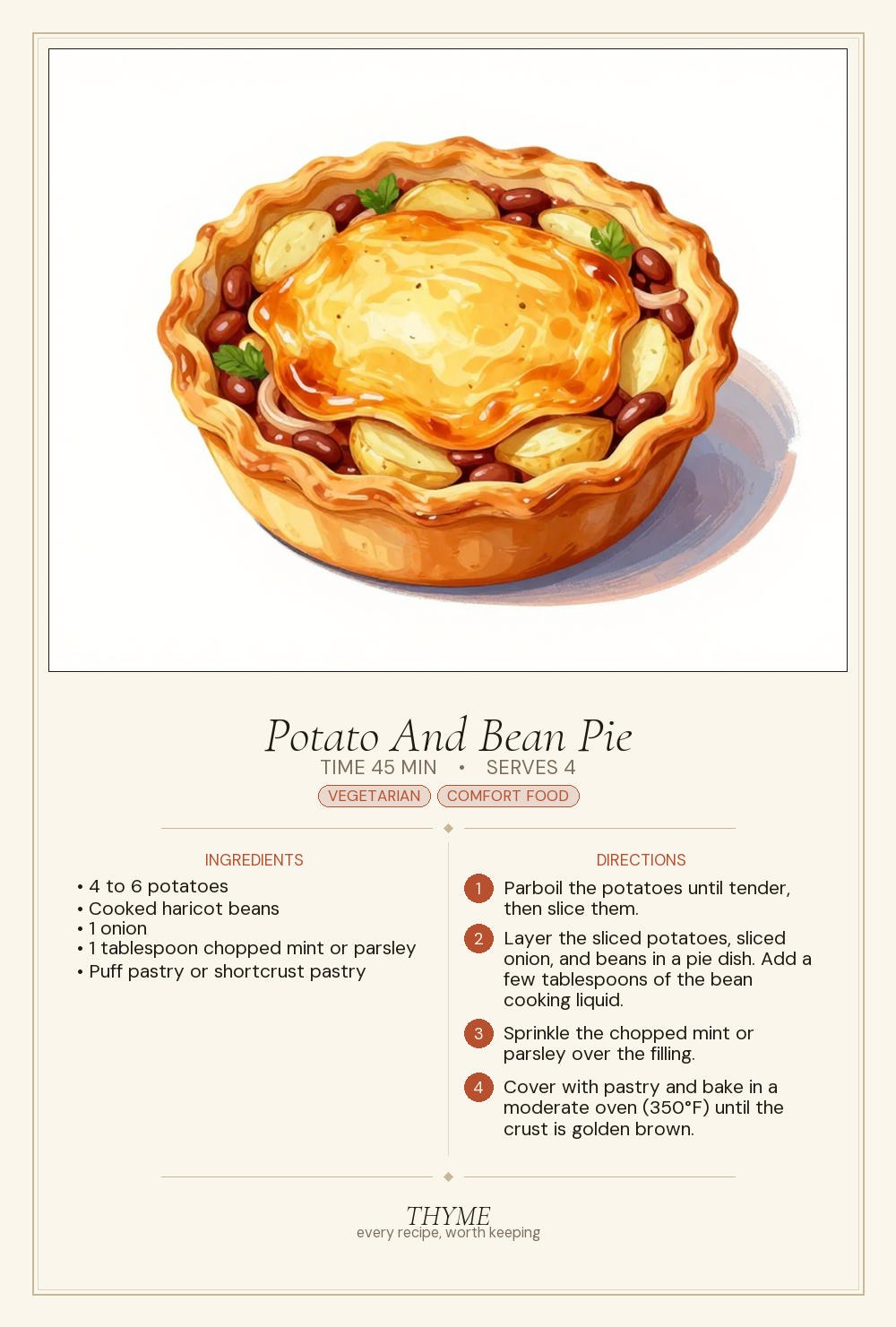Potato And Bean Pie
