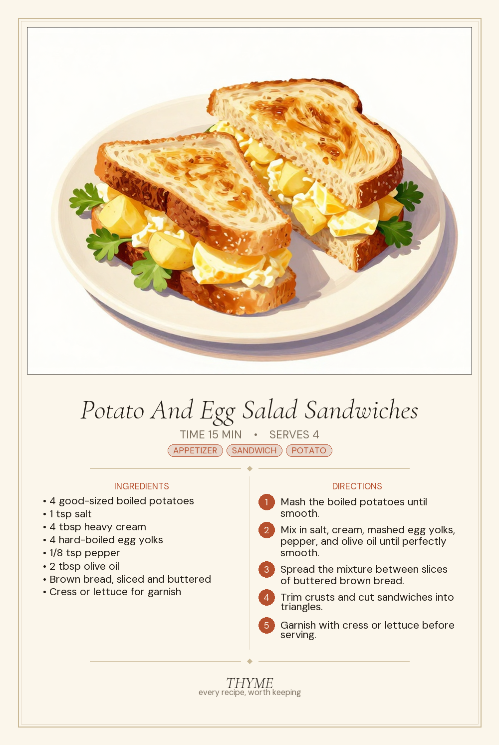 Potato And Egg Salad Sandwiches