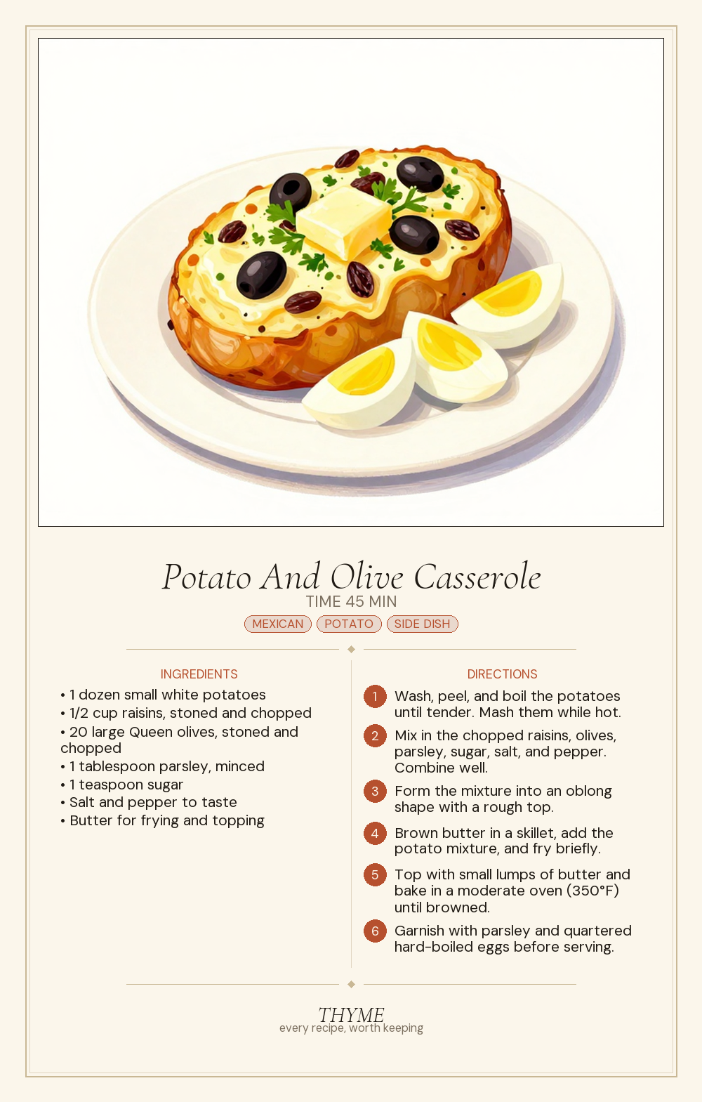Potato And Olive Casserole