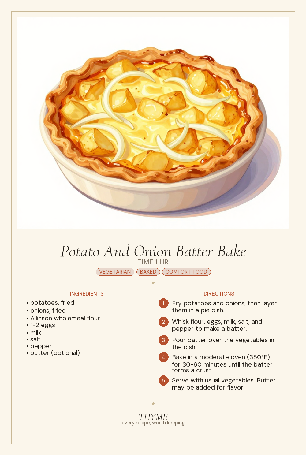 Potato And Onion Batter Bake