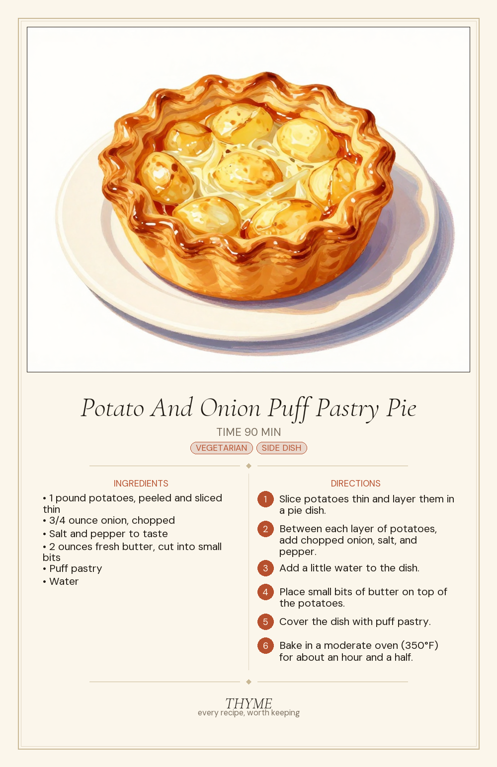 Potato And Onion Puff Pastry Pie