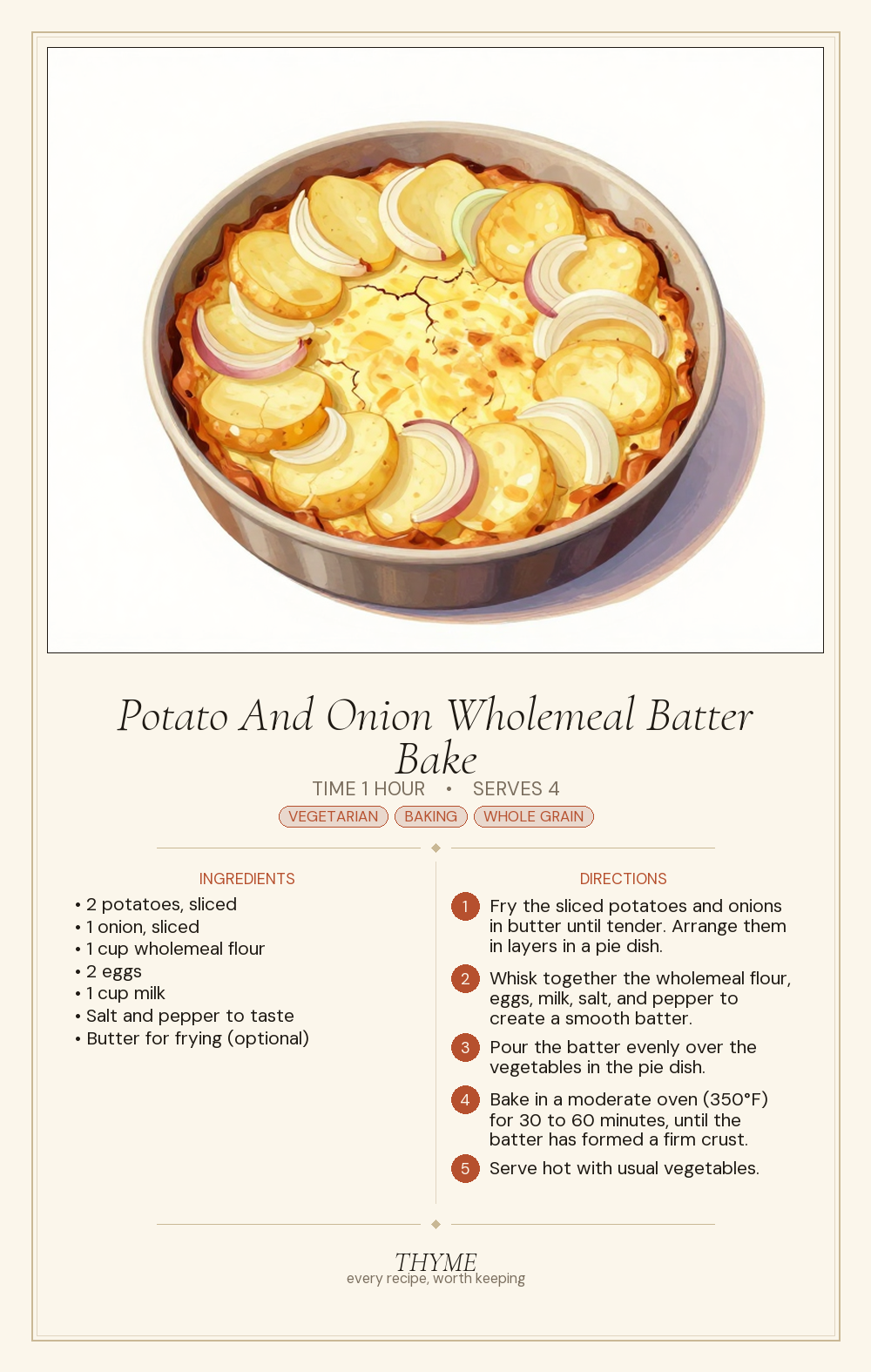 Potato And Onion Wholemeal Batter Bake
