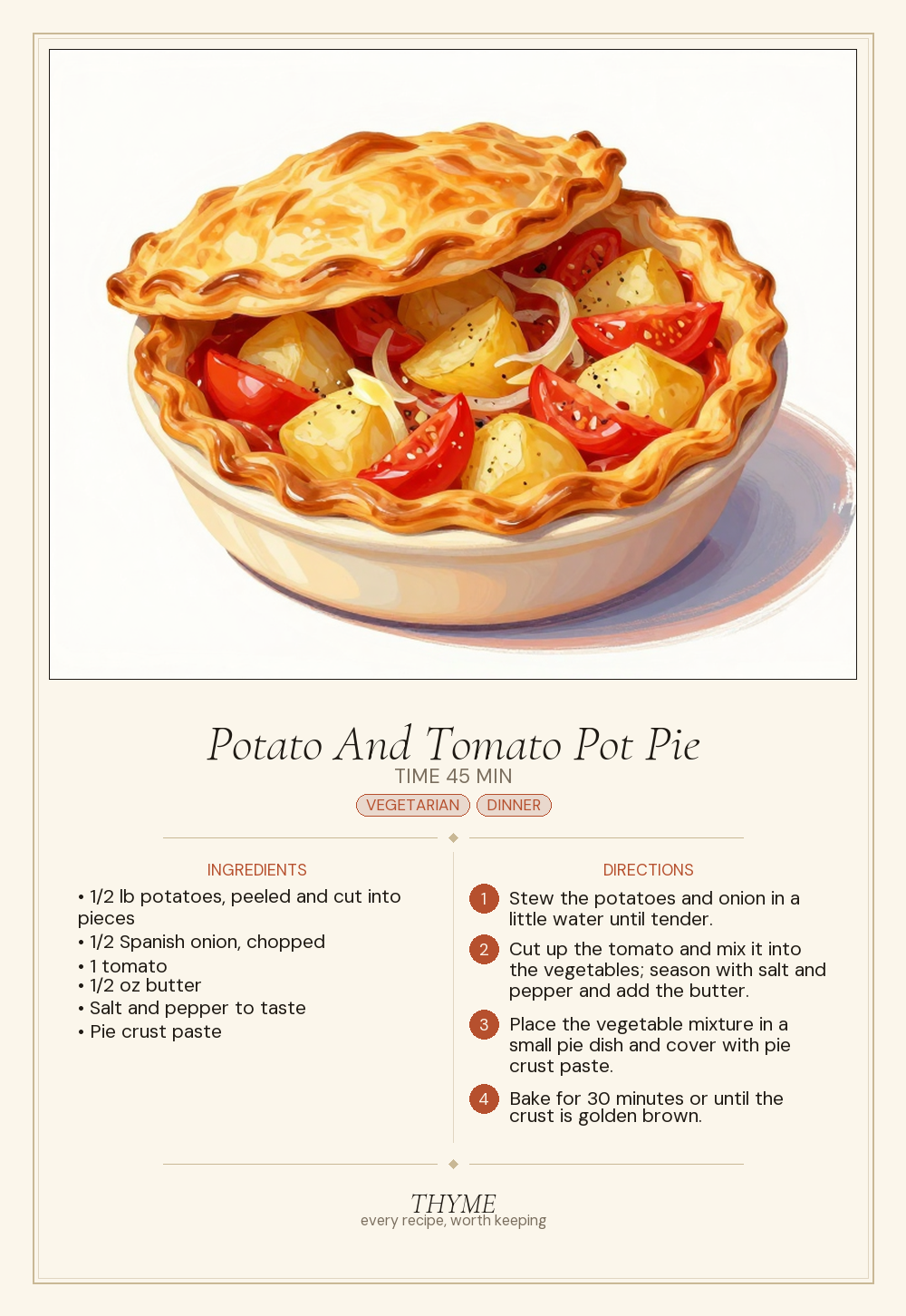 Potato And Tomato Pot Pie