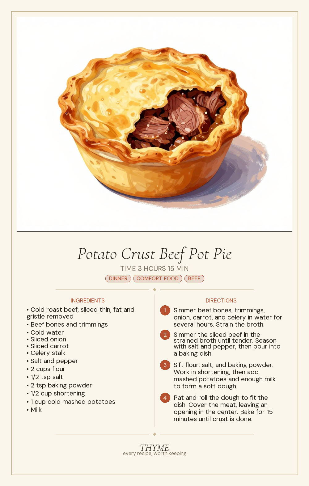 Potato Crust Beef Pot Pie