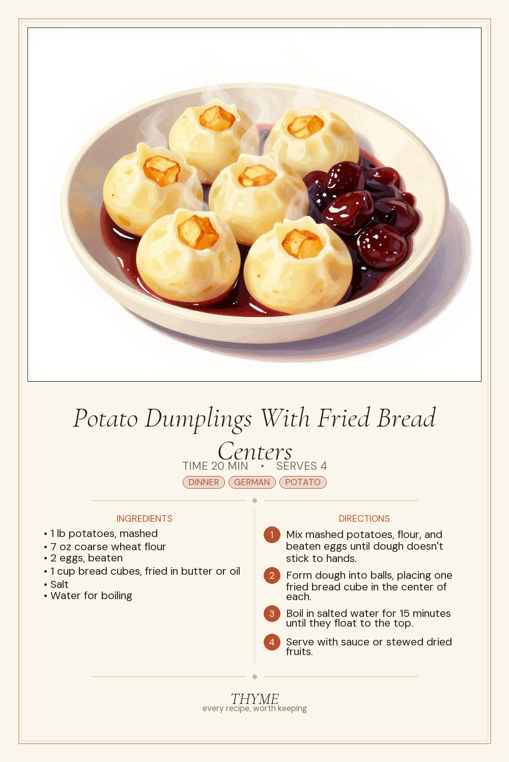 Potato Dumplings With Fried Bread Centers