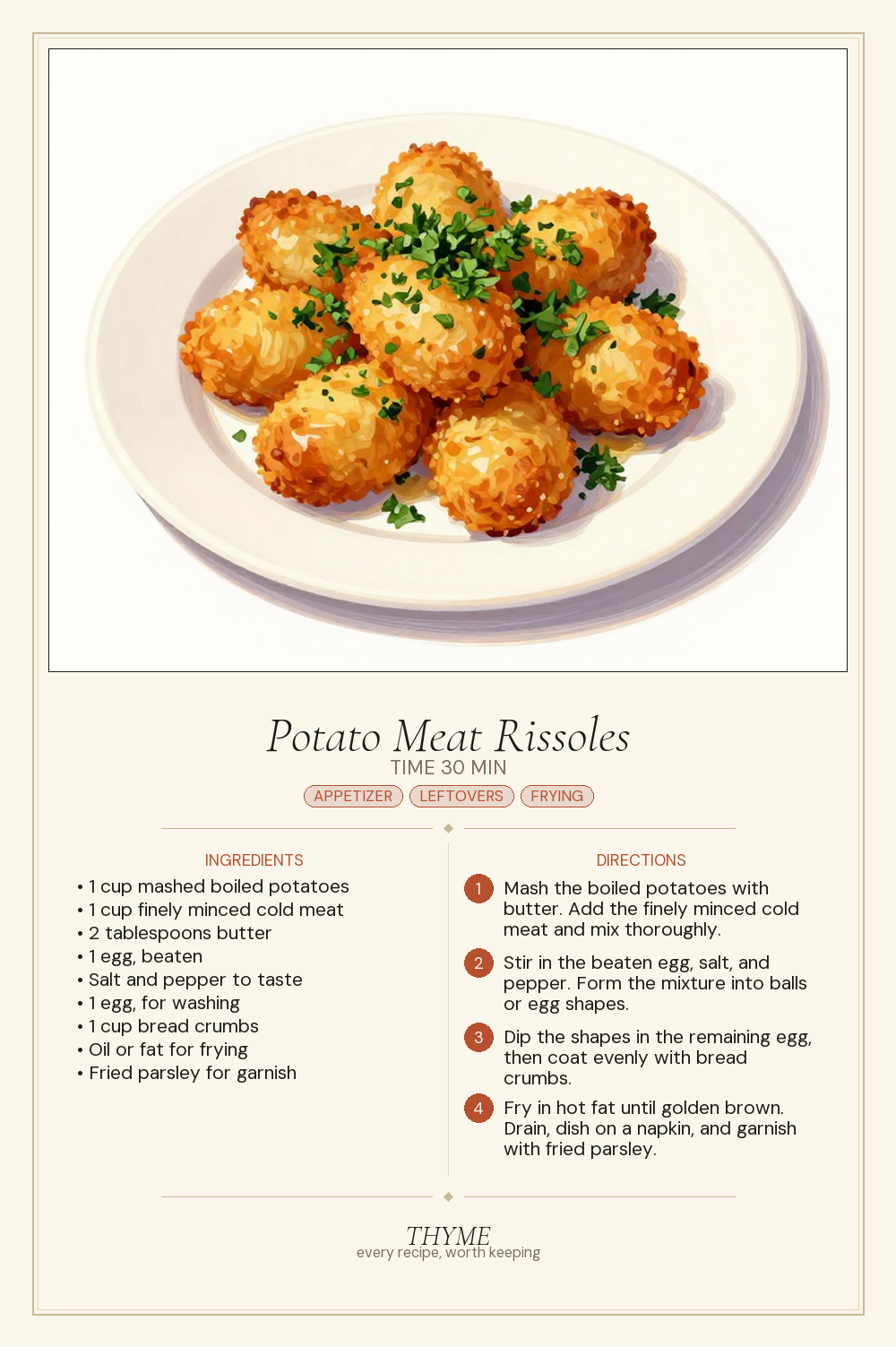 Potato Meat Rissoles