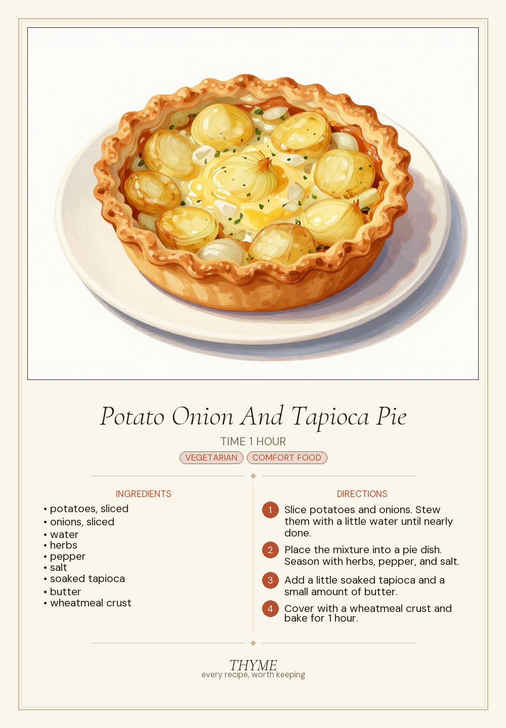 Potato Onion And Tapioca Pie