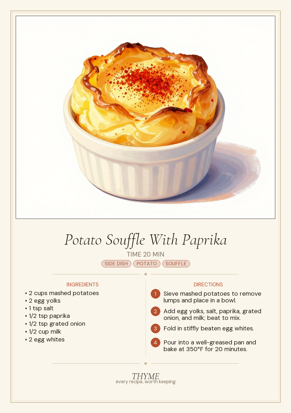 Potato Souffle With Paprika