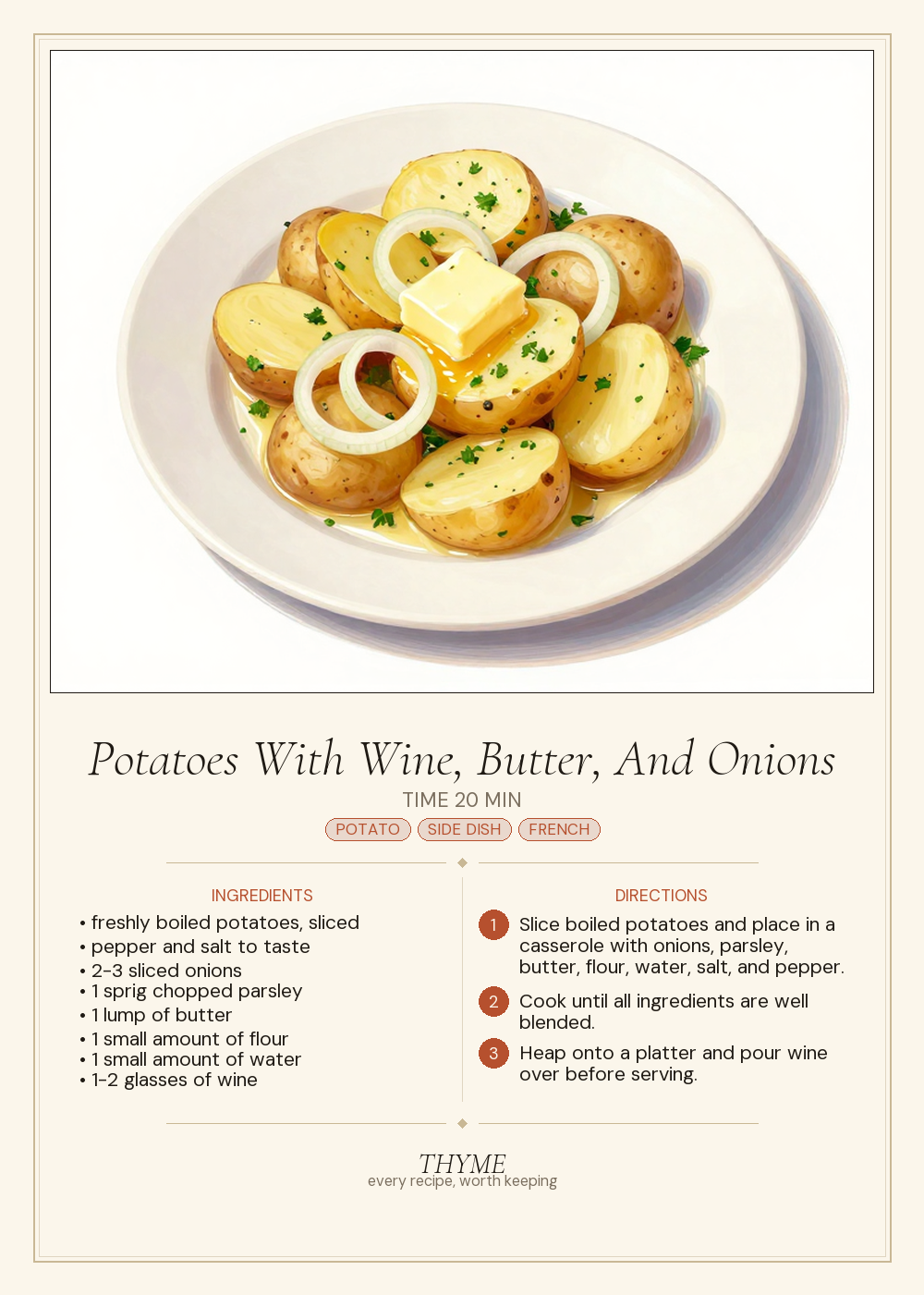 Potatoes With Wine, Butter, And Onions