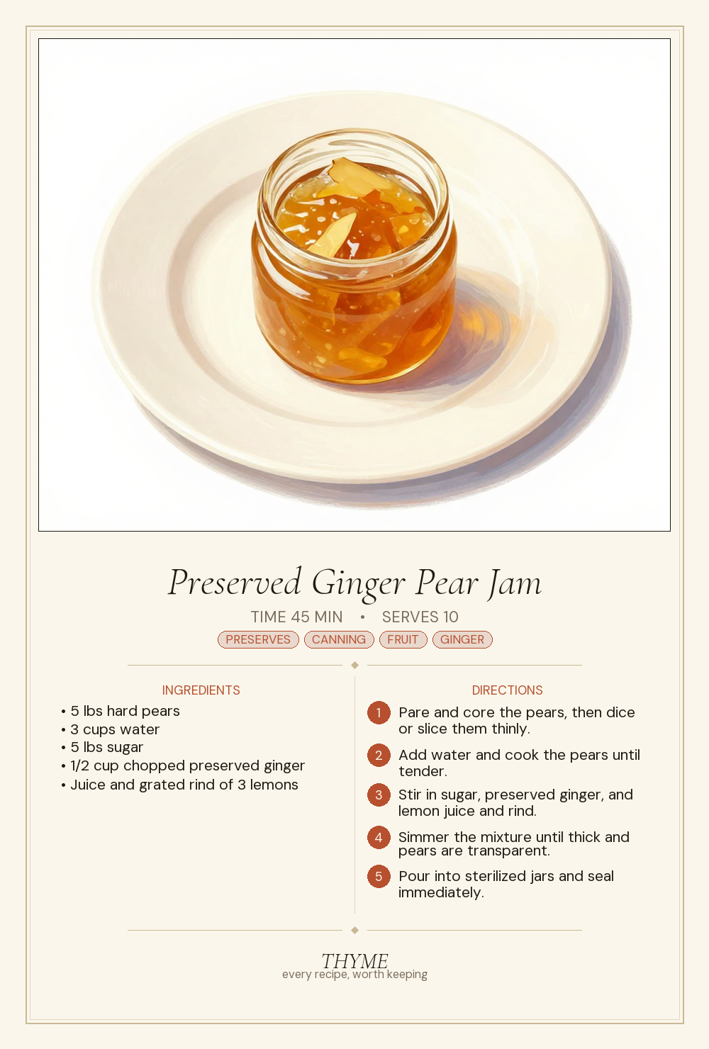 Preserved Ginger Pear Jam