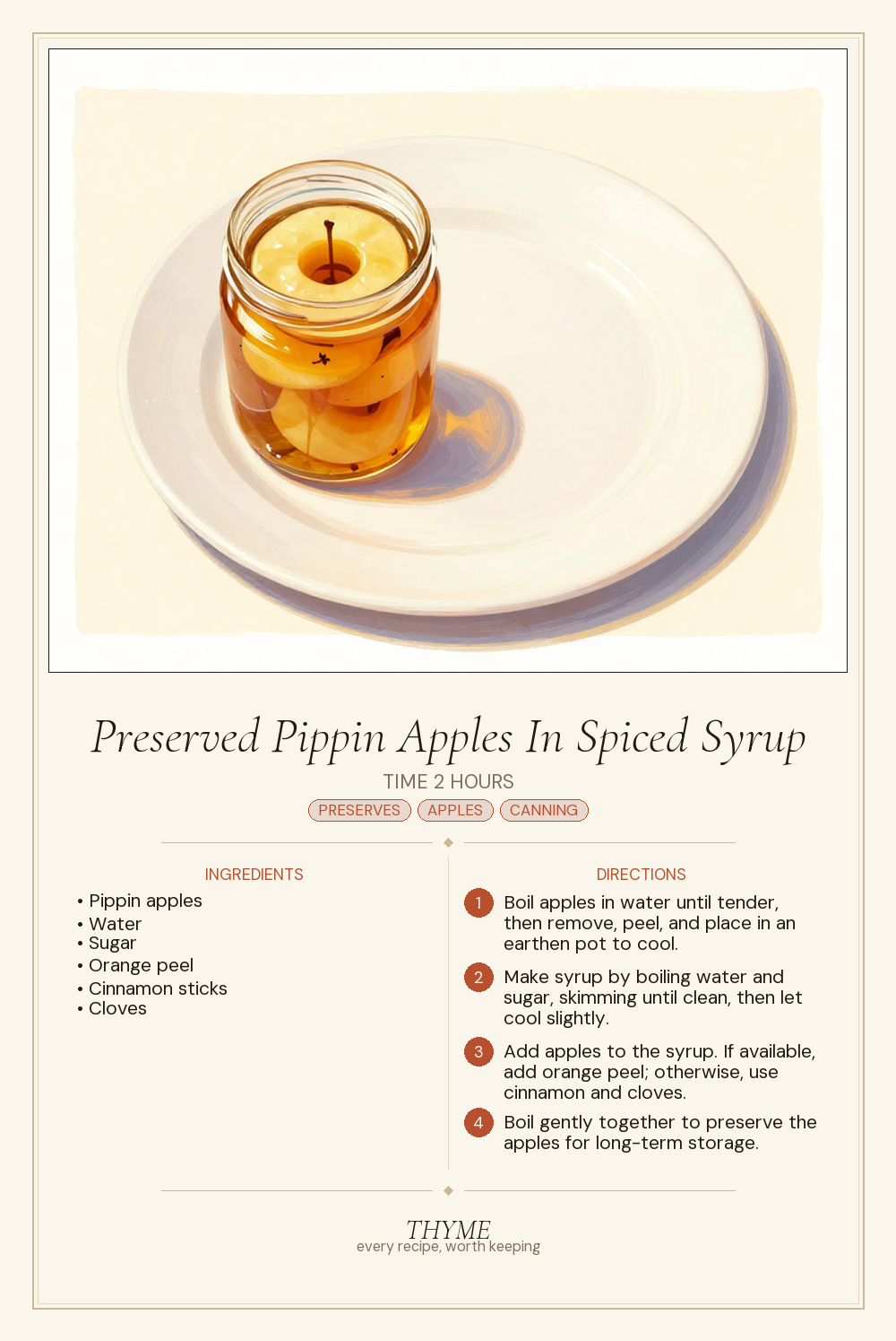 Preserved Pippin Apples In Spiced Syrup