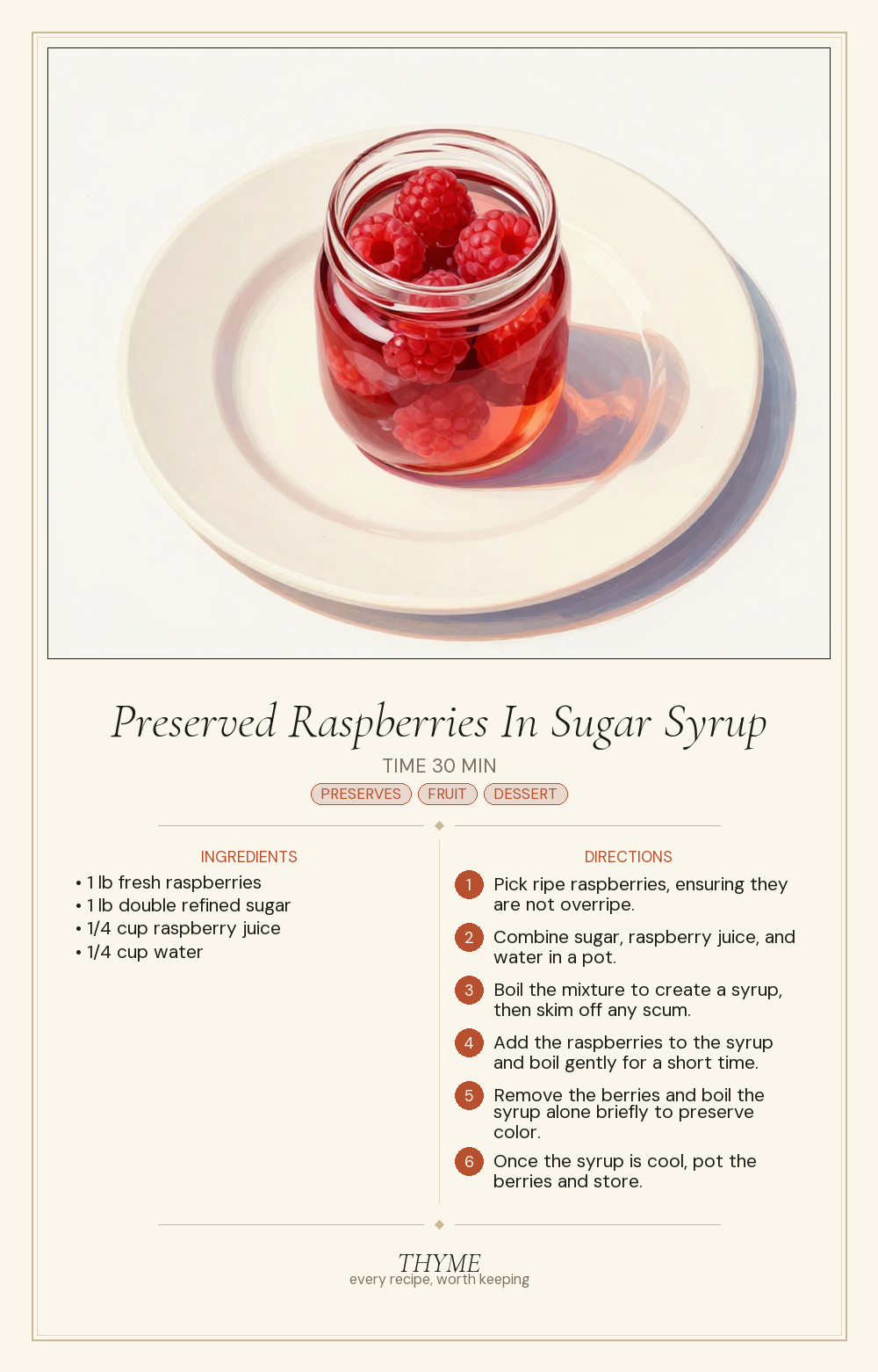 Preserved Raspberries In Sugar Syrup