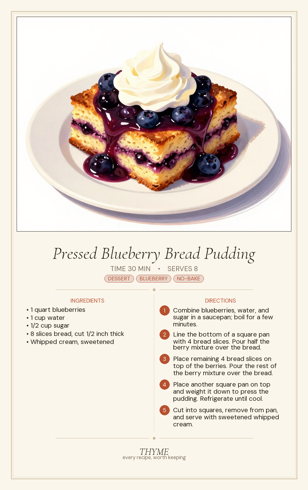 Pressed Blueberry Bread Pudding