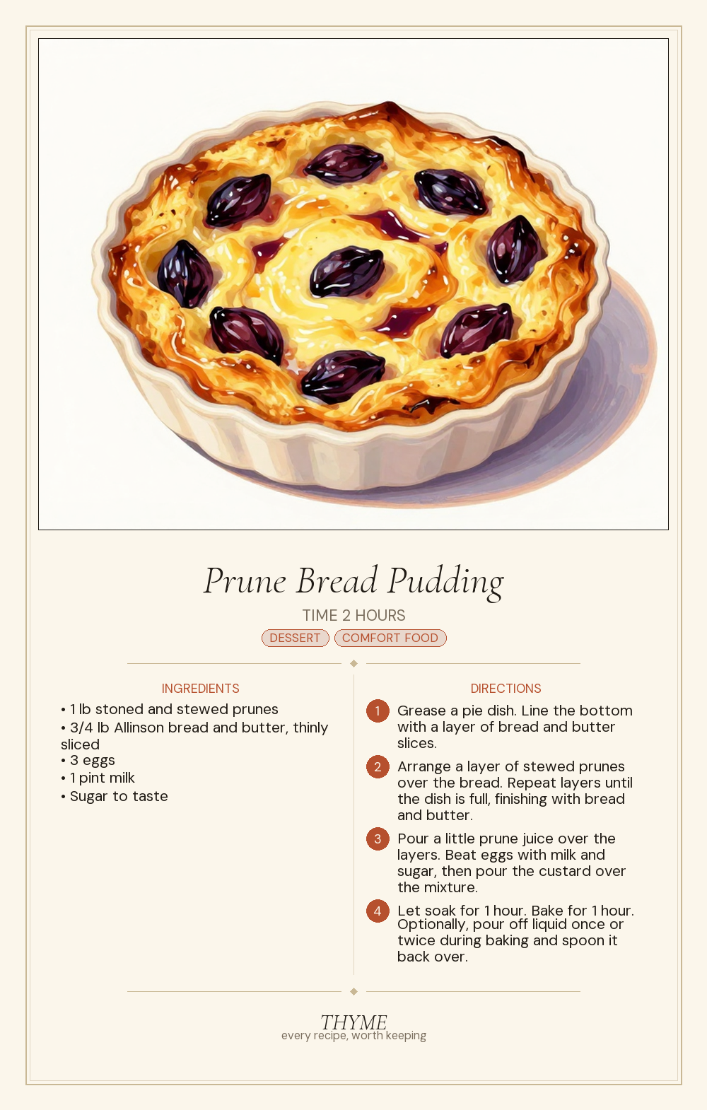 Prune Bread Pudding
