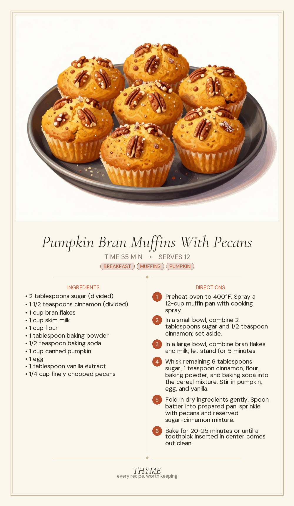 Pumpkin Bran Muffins With Pecans