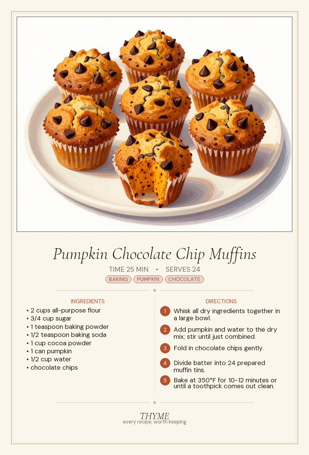 Pumpkin Chocolate Chip Muffins