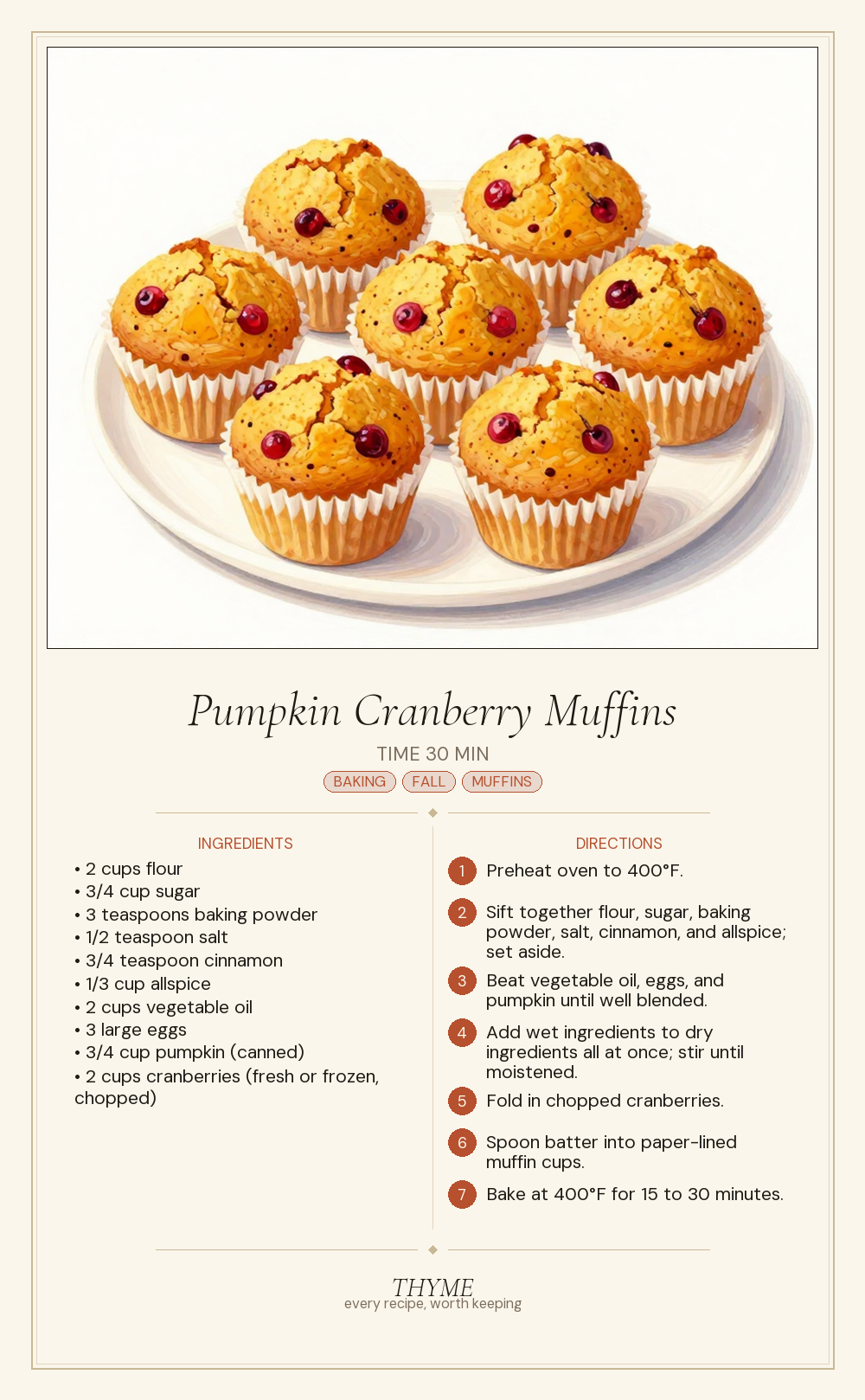 Pumpkin Cranberry Muffins