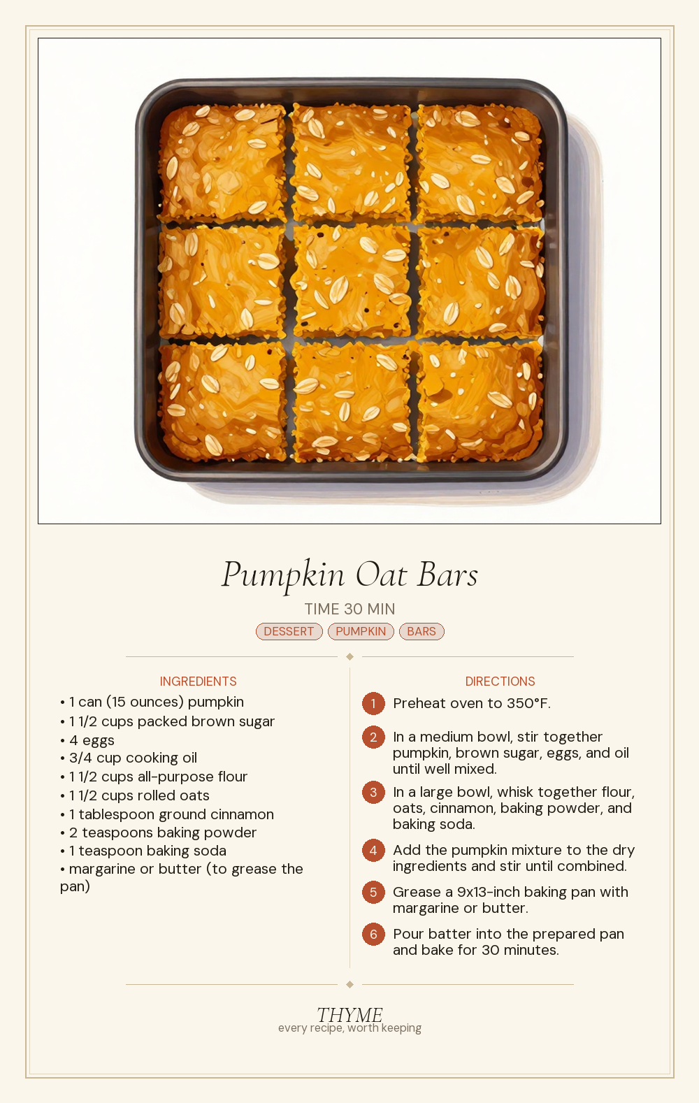 Pumpkin Oat Bars