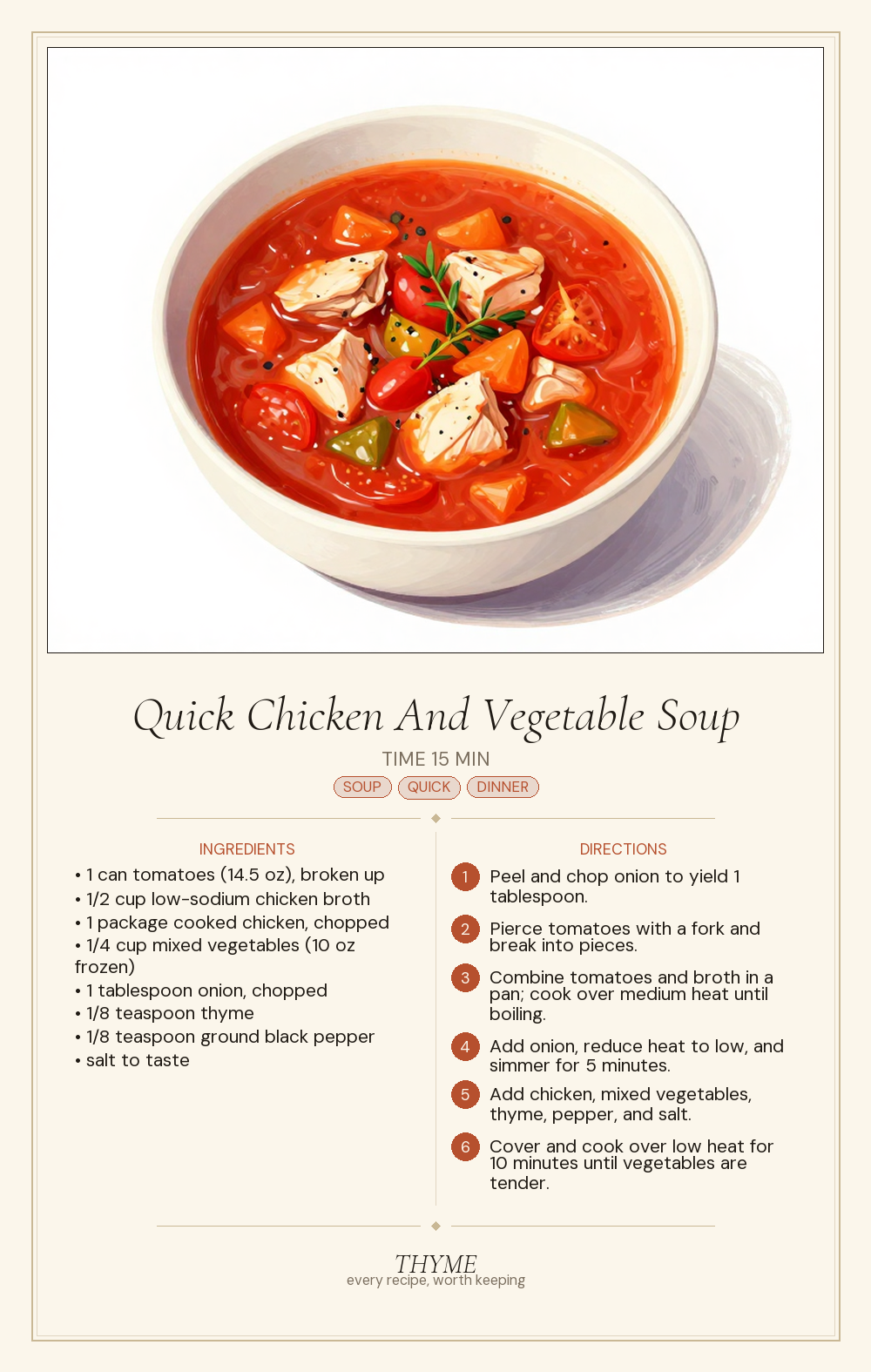 Quick Chicken And Vegetable Soup