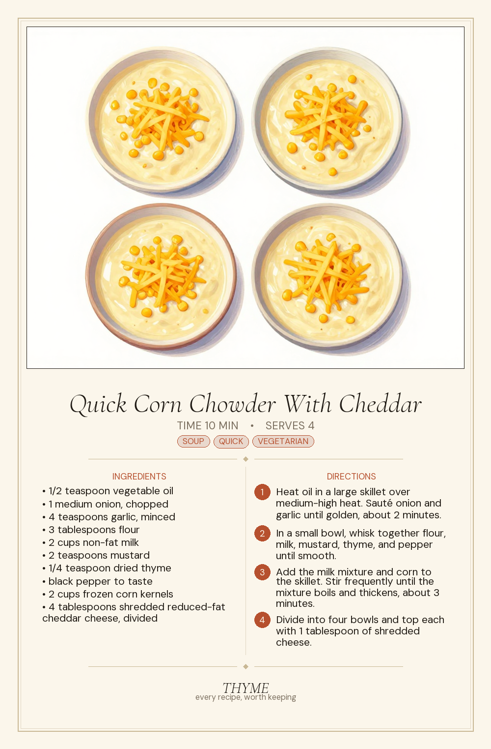 Quick Corn Chowder With Cheddar