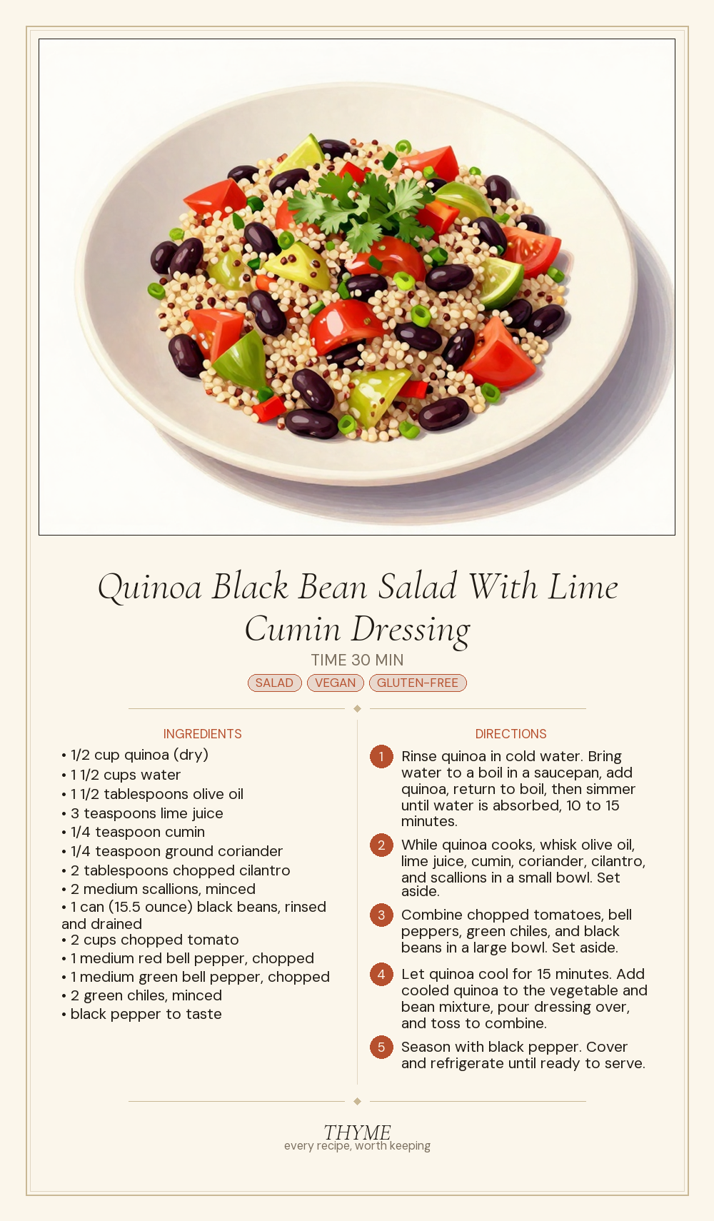 Quinoa Black Bean Salad With Lime Cumin Dressing
