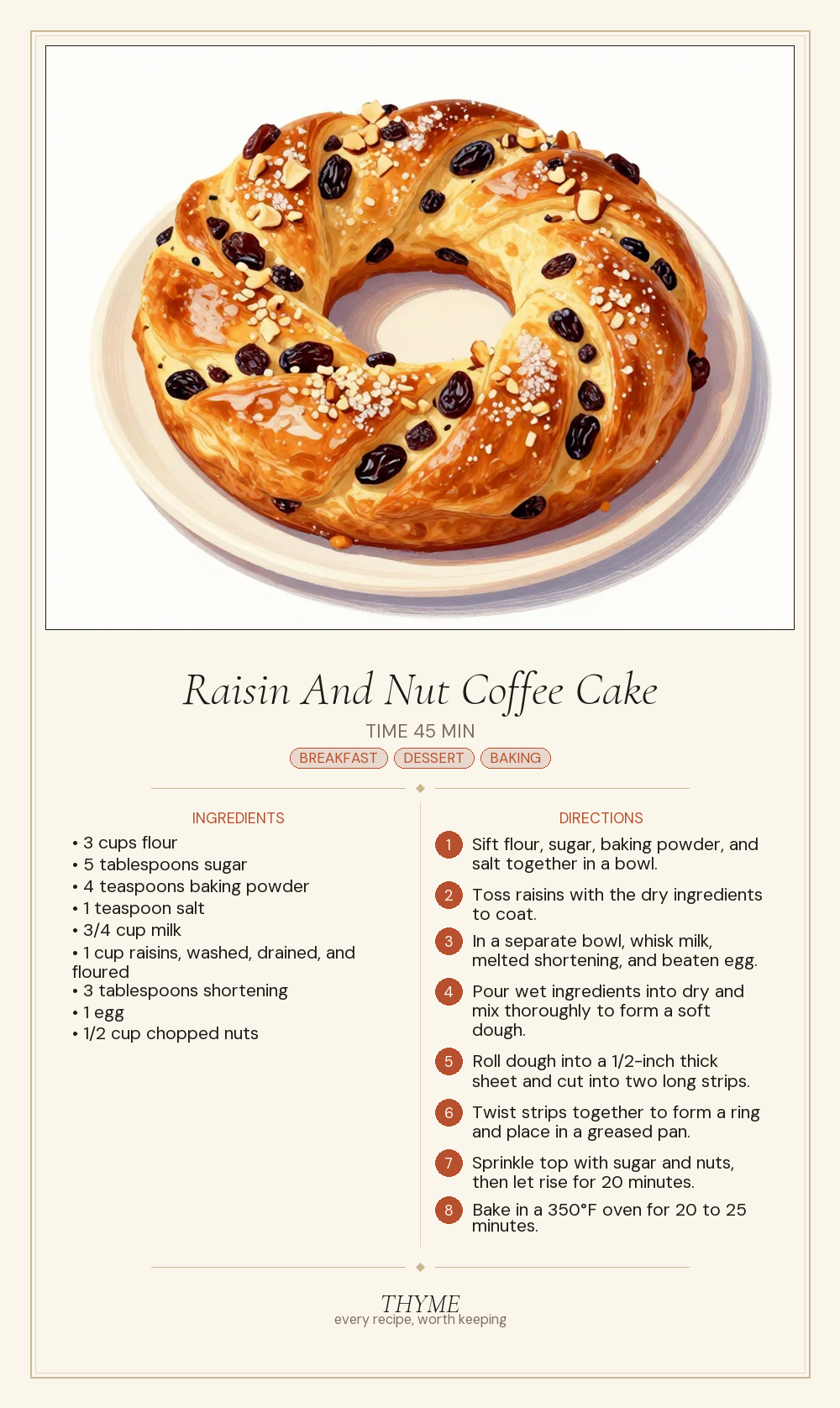 Raisin And Nut Coffee Cake