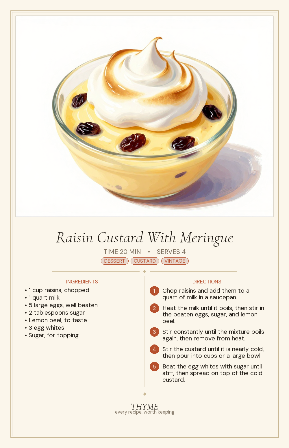 Raisin Custard With Meringue