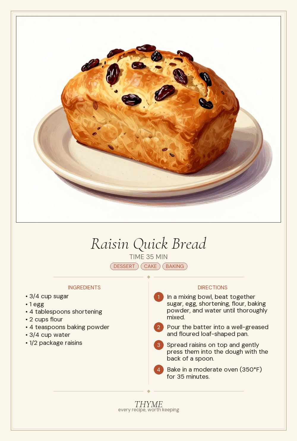 Raisin Quick Bread