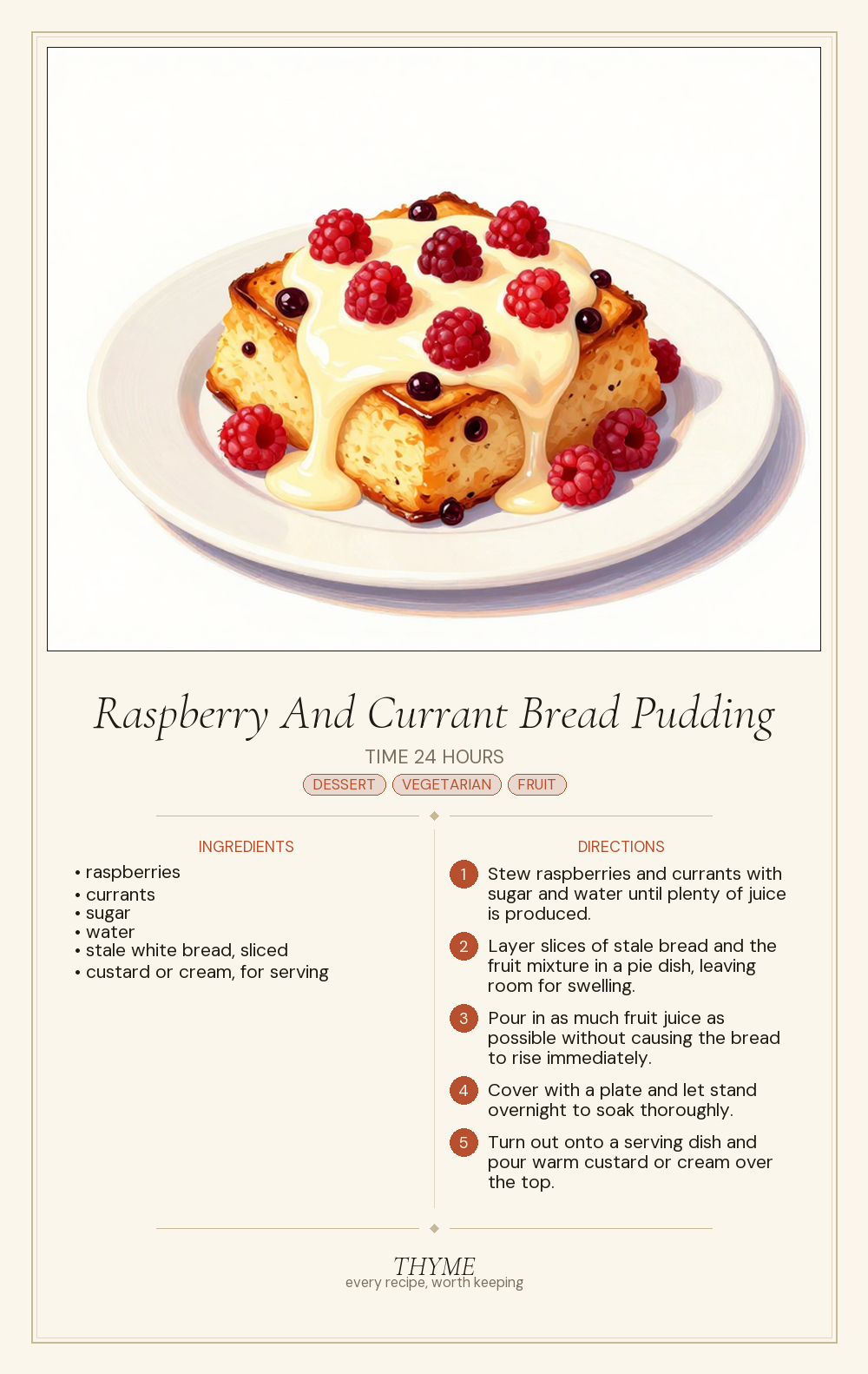 Raspberry And Currant Bread Pudding