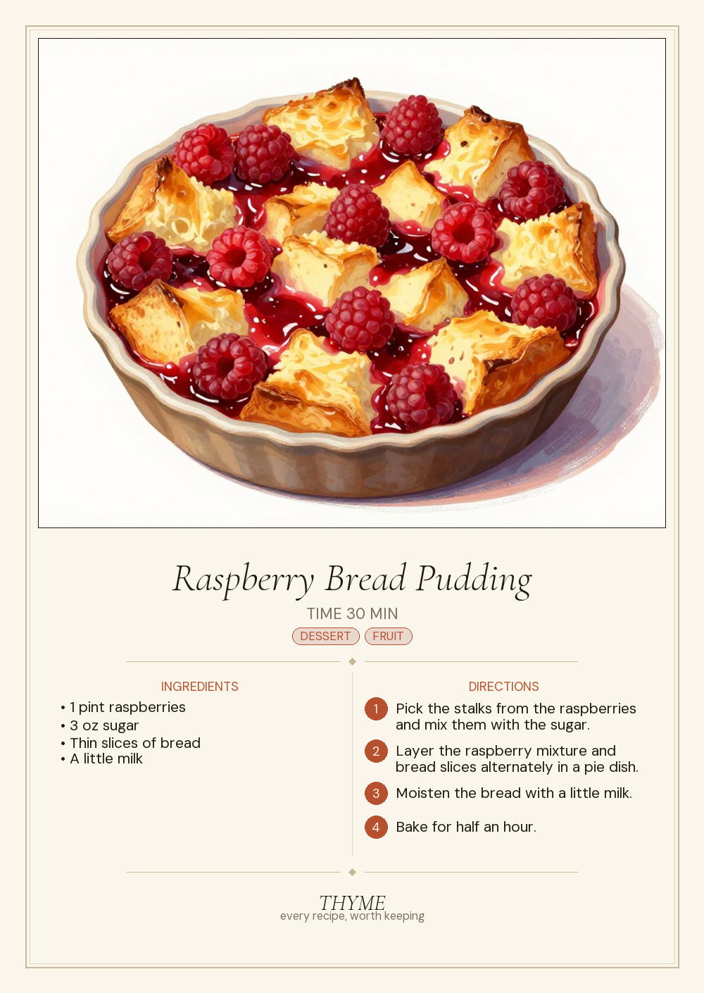 Raspberry Bread Pudding