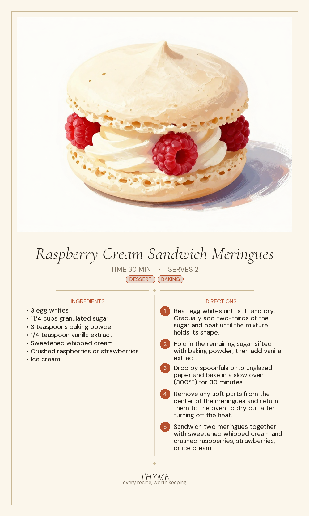 Raspberry Cream Sandwich Meringues