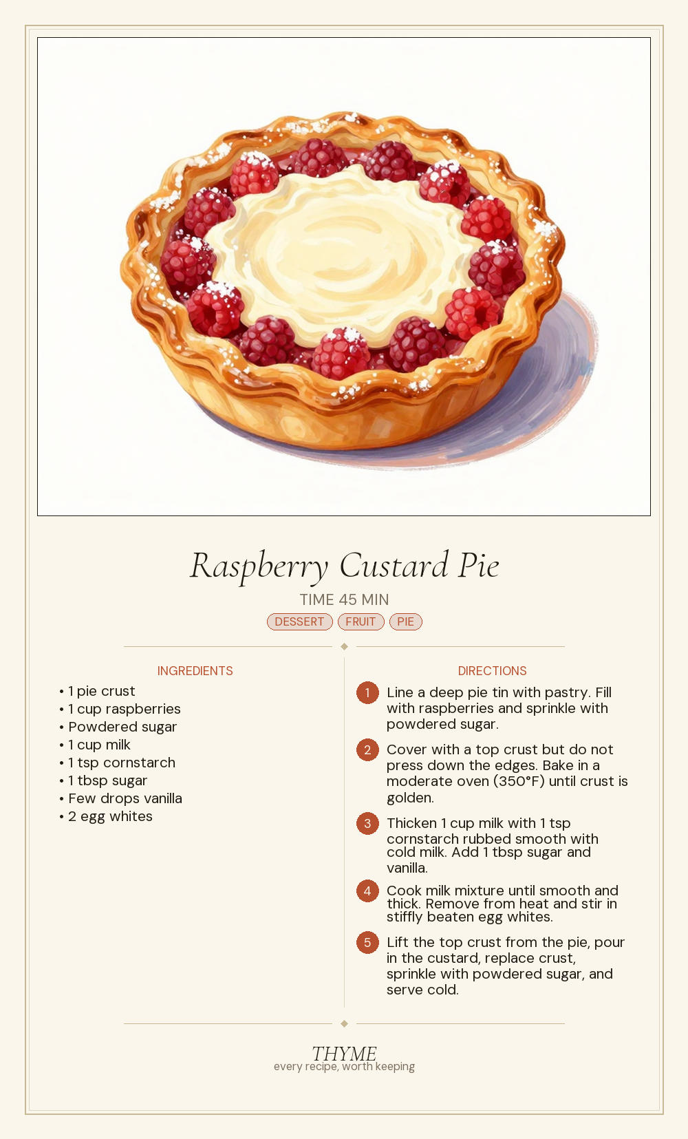 Raspberry Custard Pie