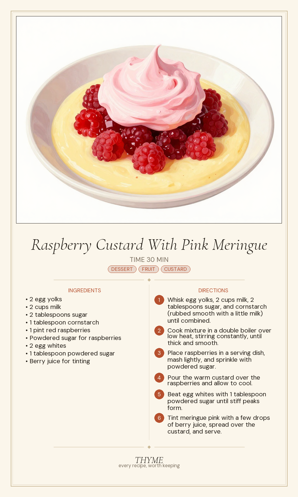 Raspberry Custard With Pink Meringue