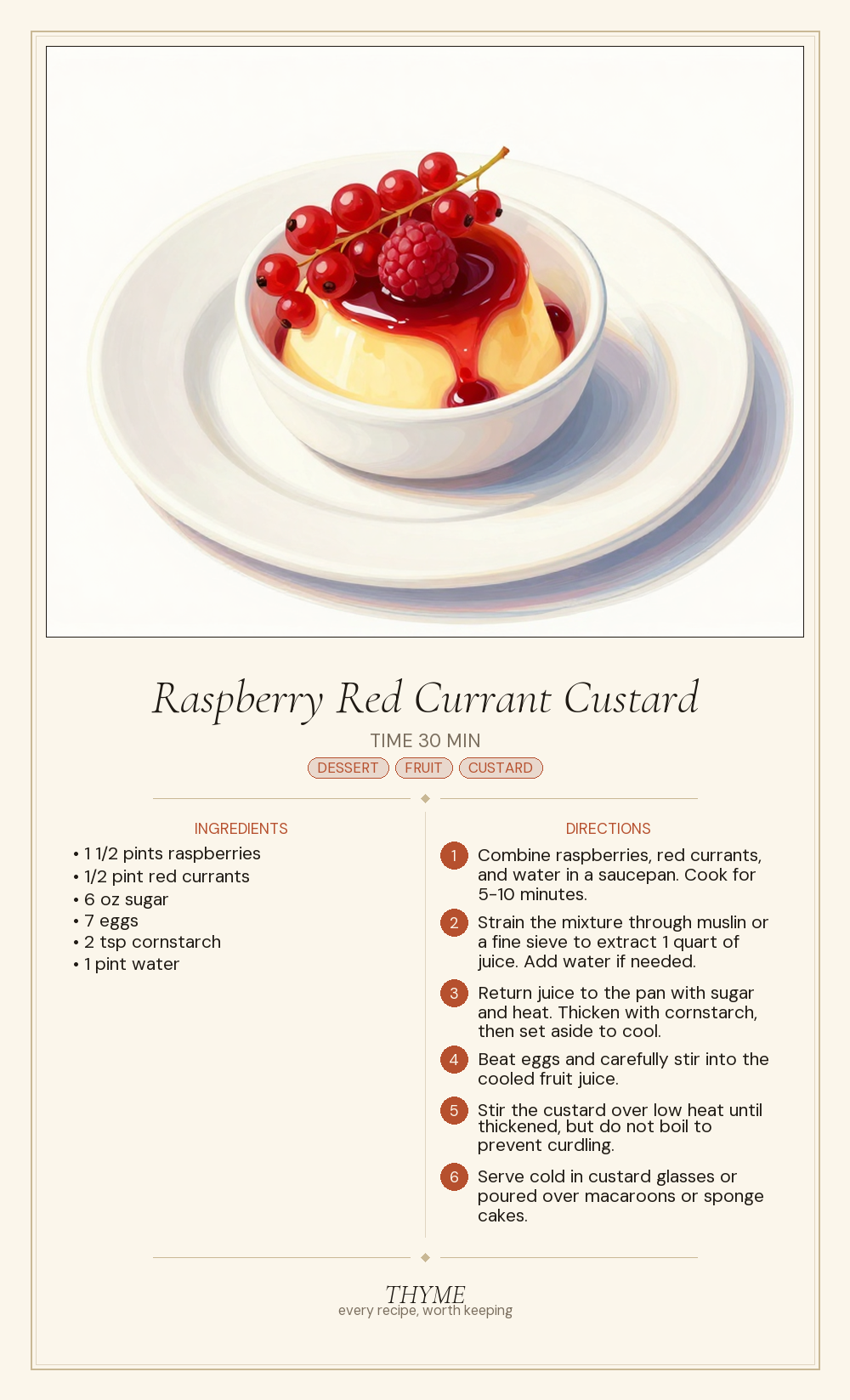 Raspberry Red Currant Custard