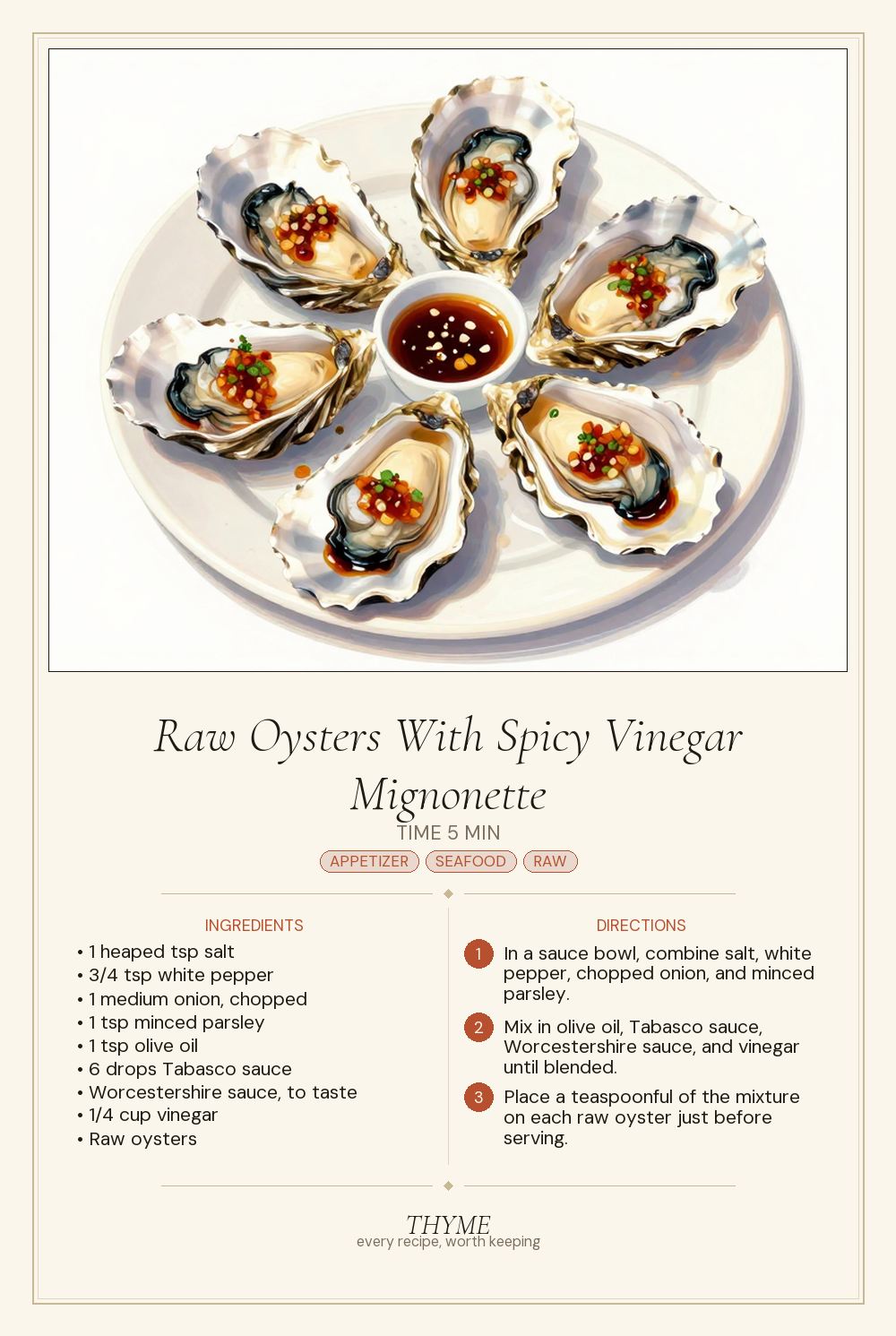 Raw Oysters With Spicy Vinegar Mignonette