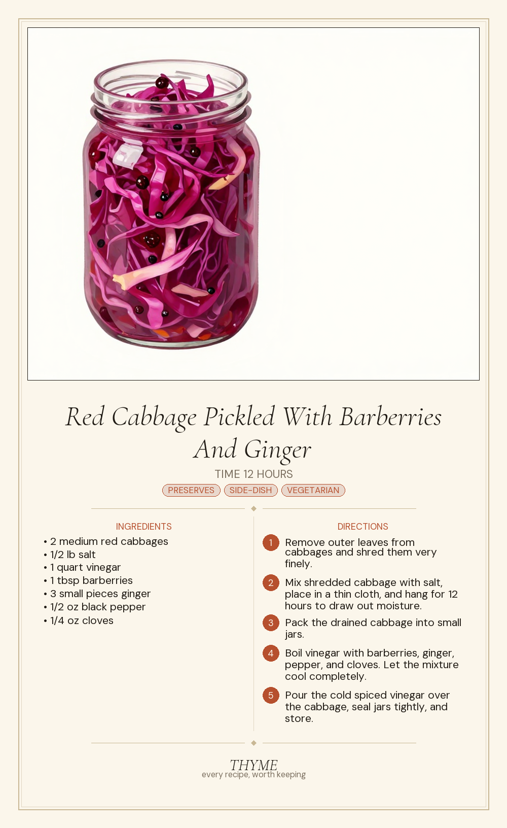 Red Cabbage Pickled With Barberries And Ginger