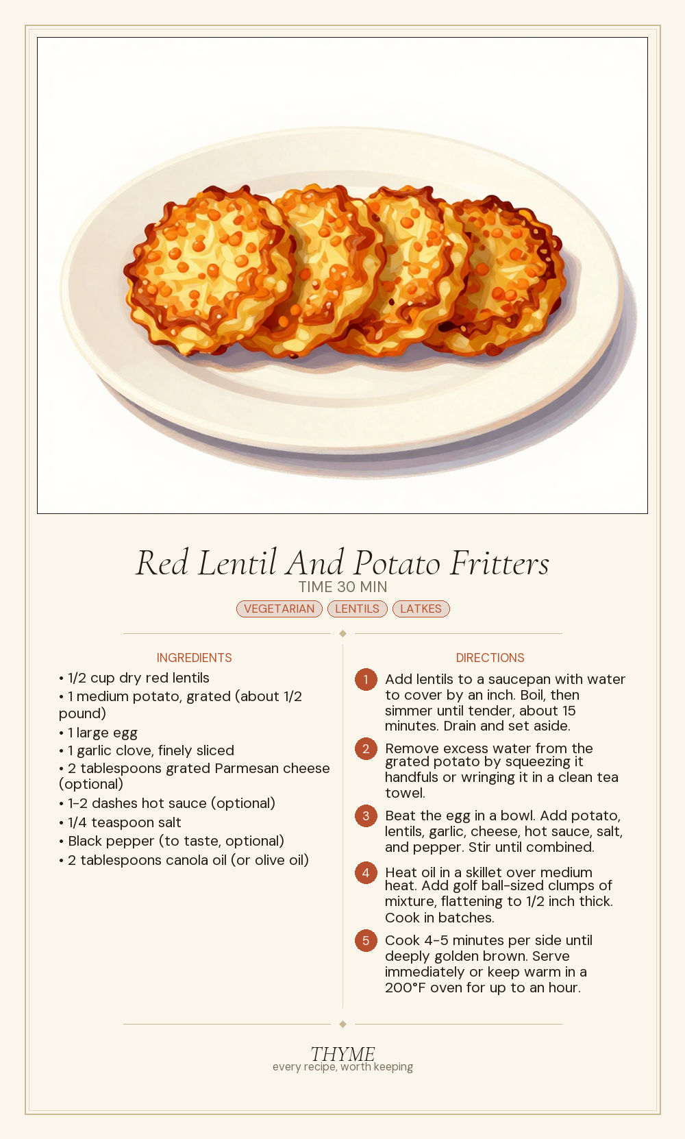 Red Lentil And Potato Fritters
