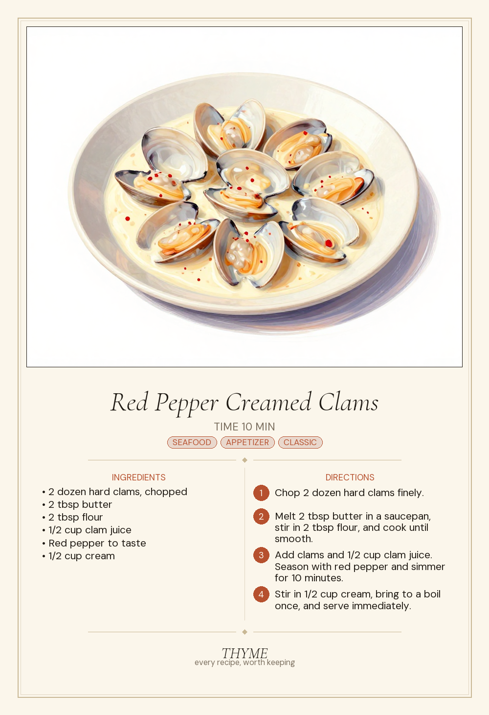 Red Pepper Creamed Clams