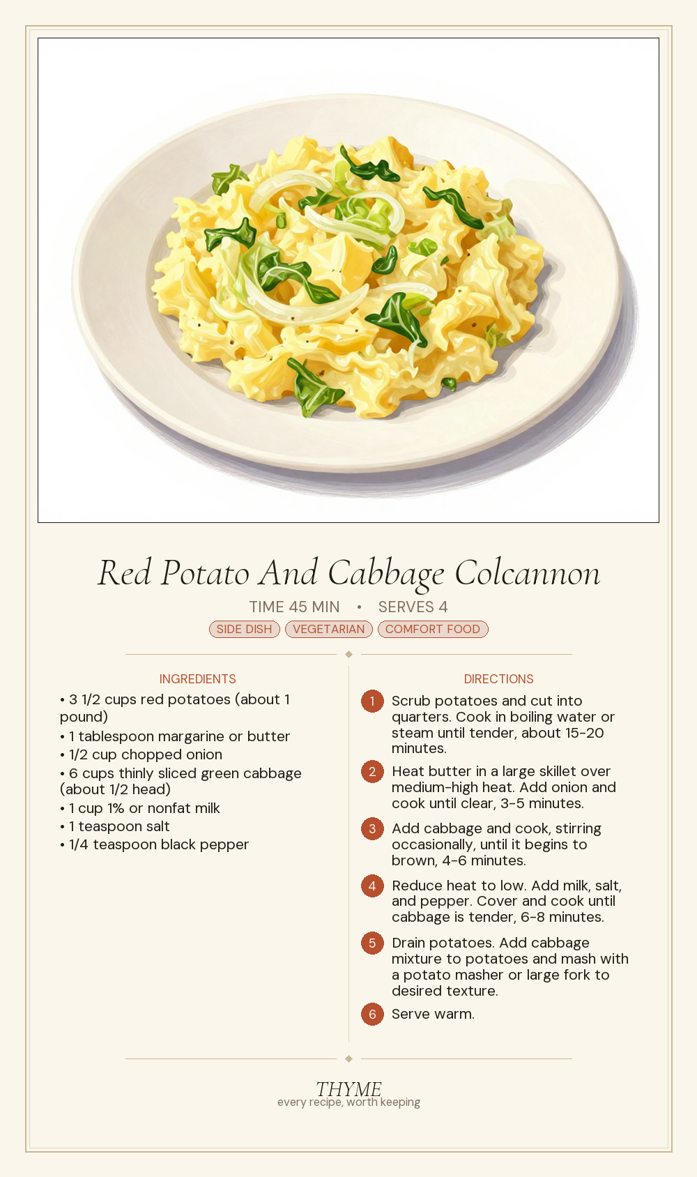 Red Potato And Cabbage Colcannon