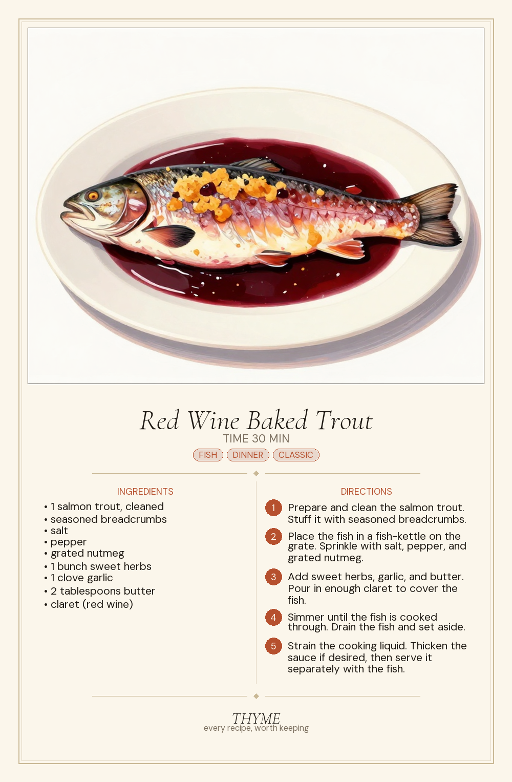 Red Wine Baked Trout