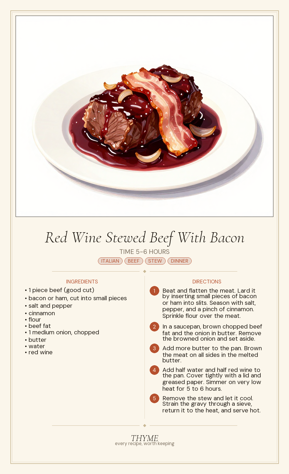 Red Wine Stewed Beef With Bacon