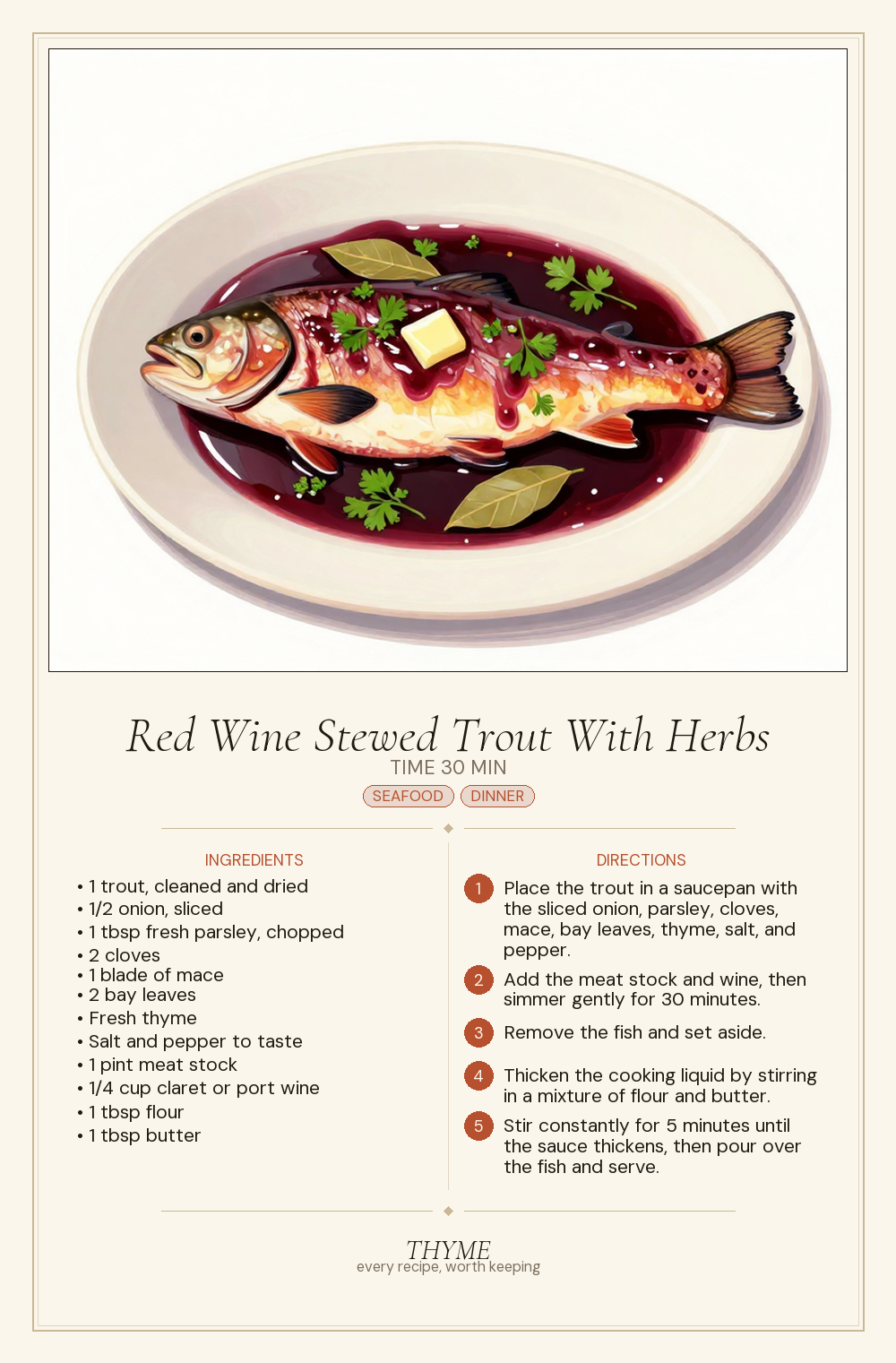 Red Wine Stewed Trout With Herbs