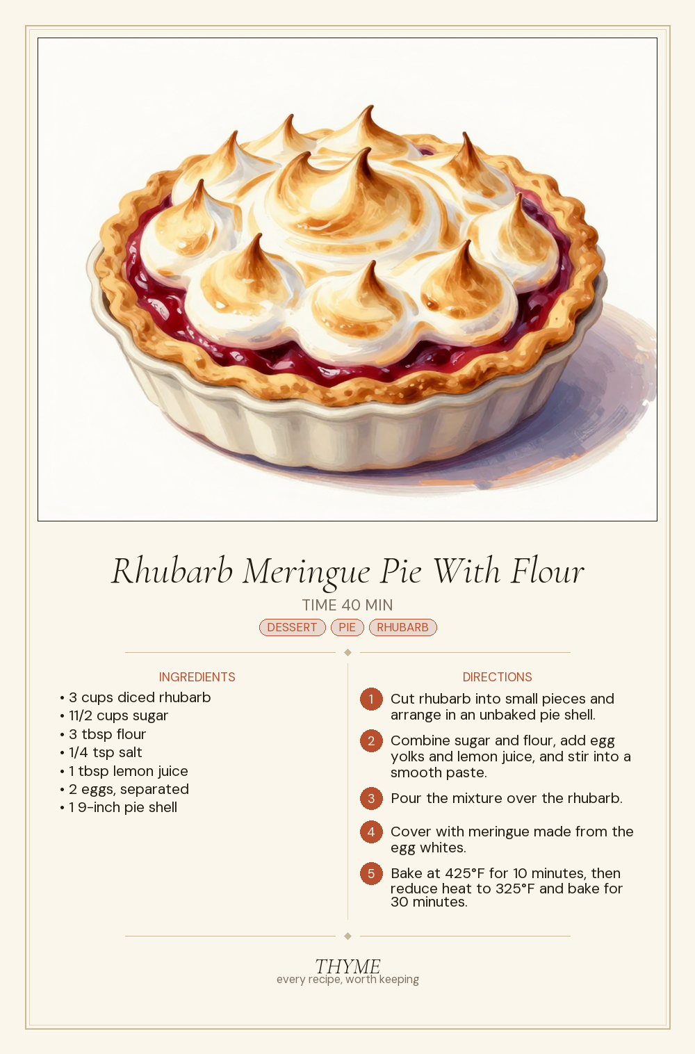 Rhubarb Meringue Pie With Flour