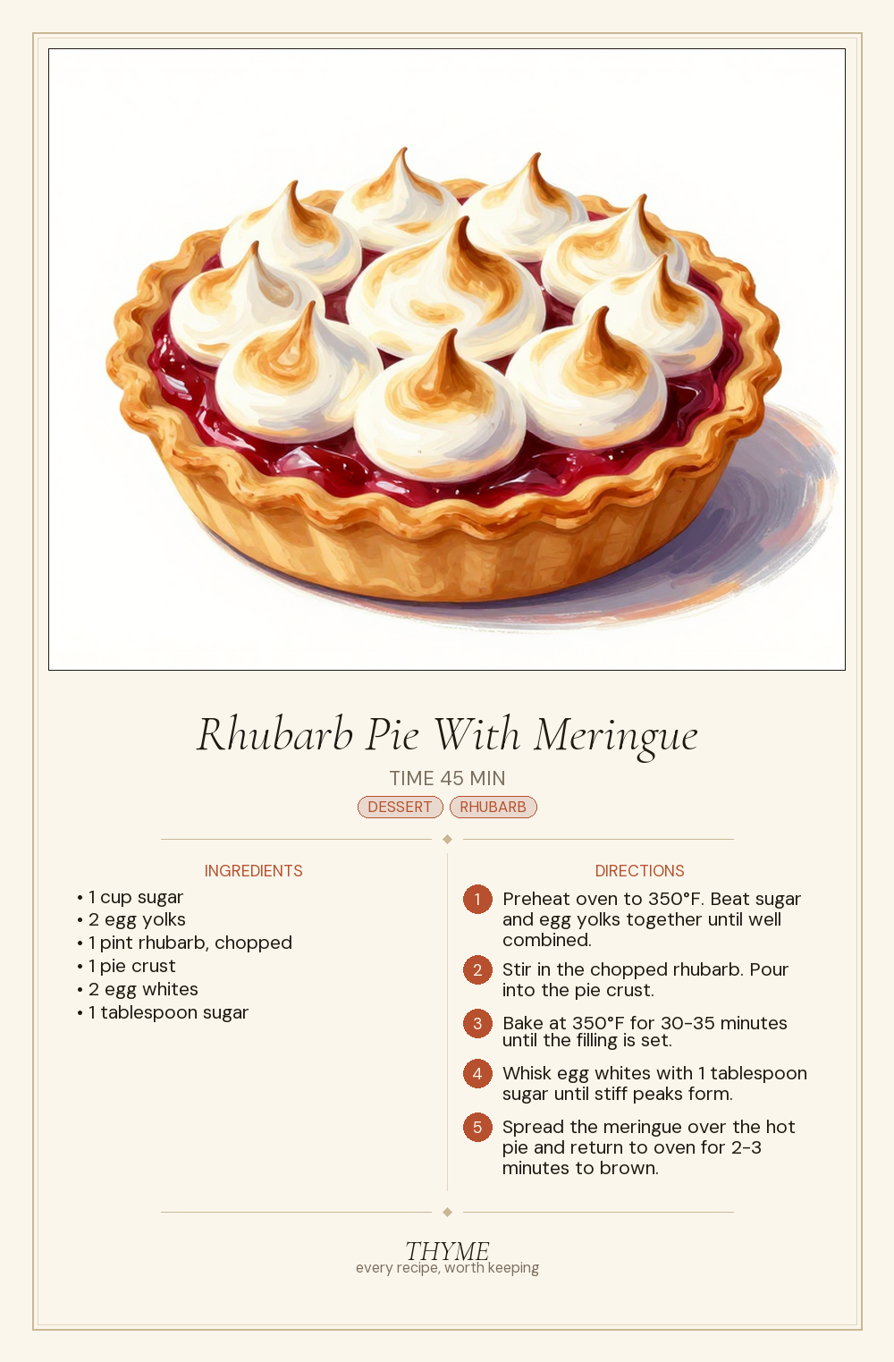 Rhubarb Pie With Meringue