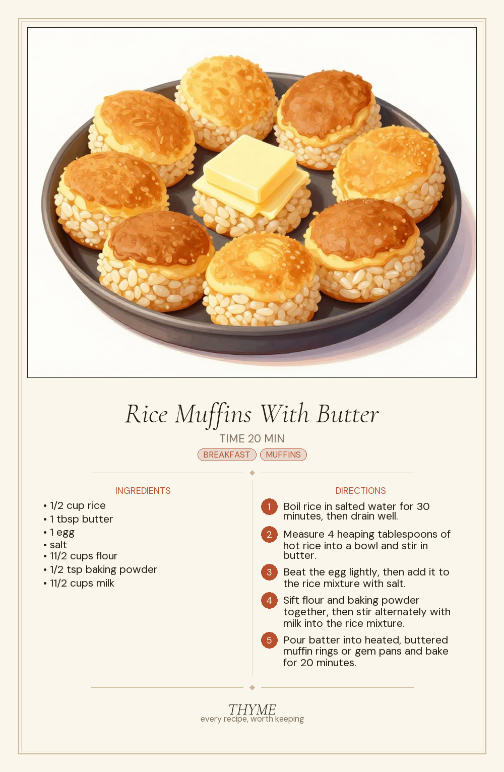 Rice Muffins With Butter