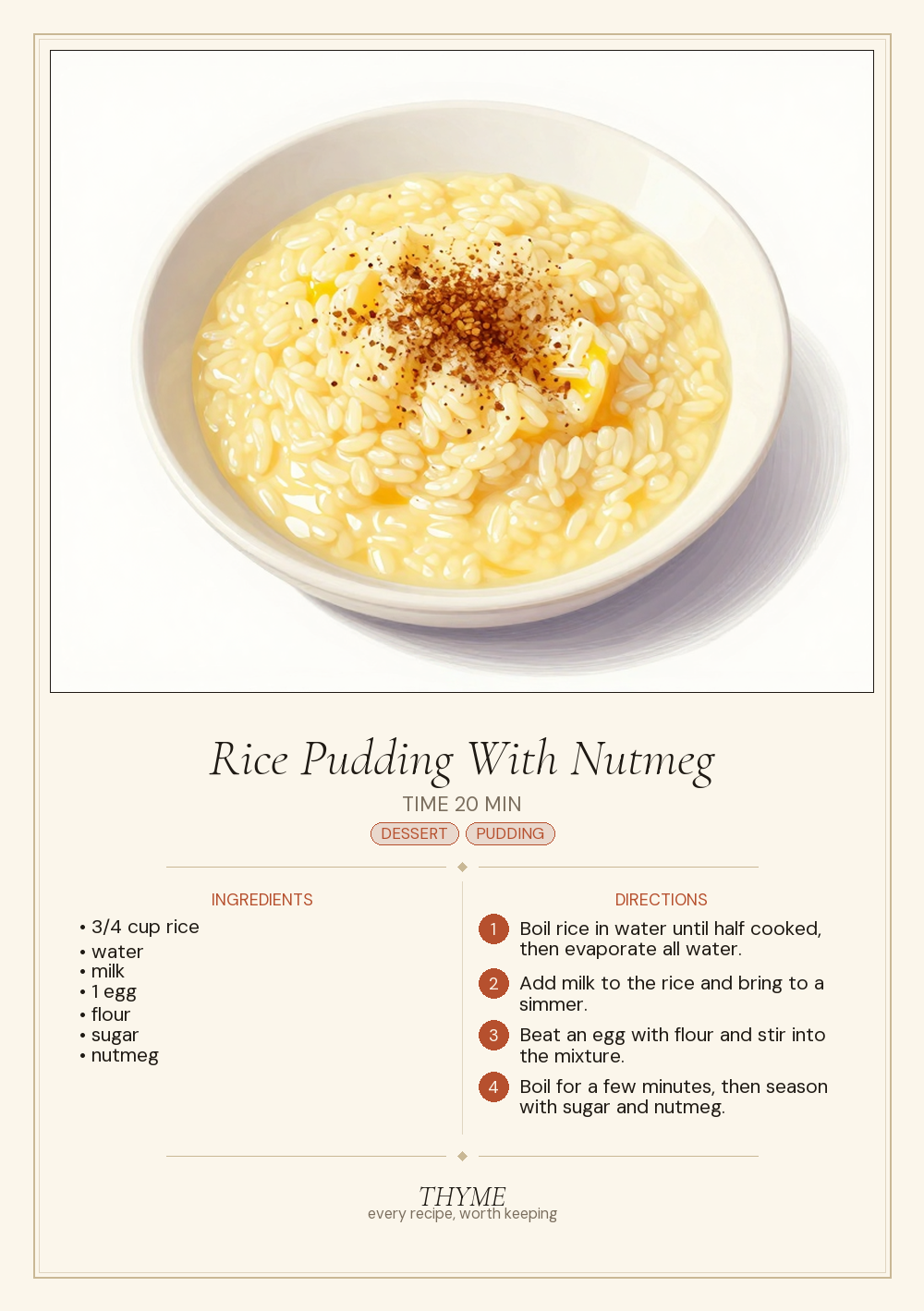 Rice Pudding With Nutmeg