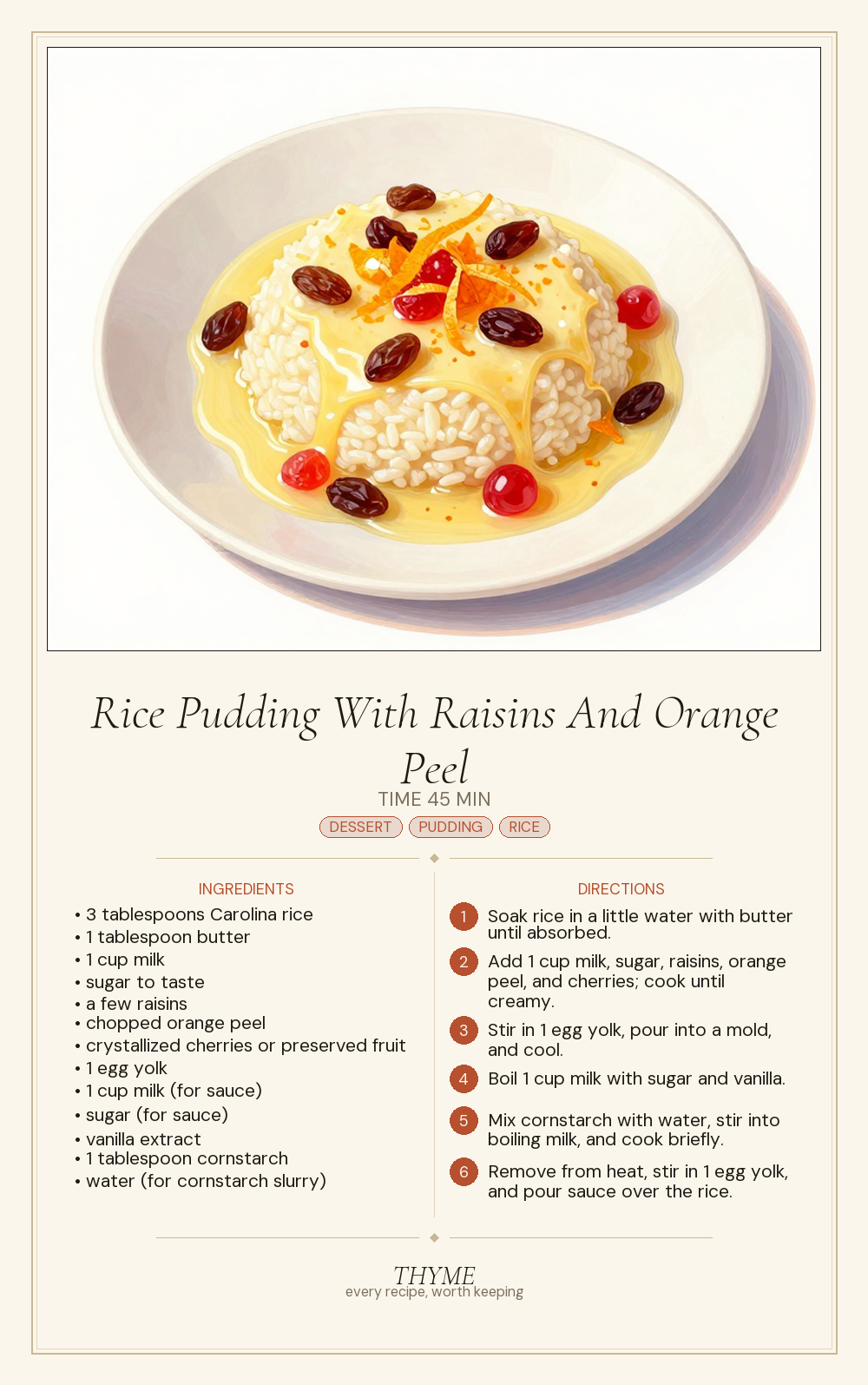 Rice Pudding With Raisins And Orange Peel