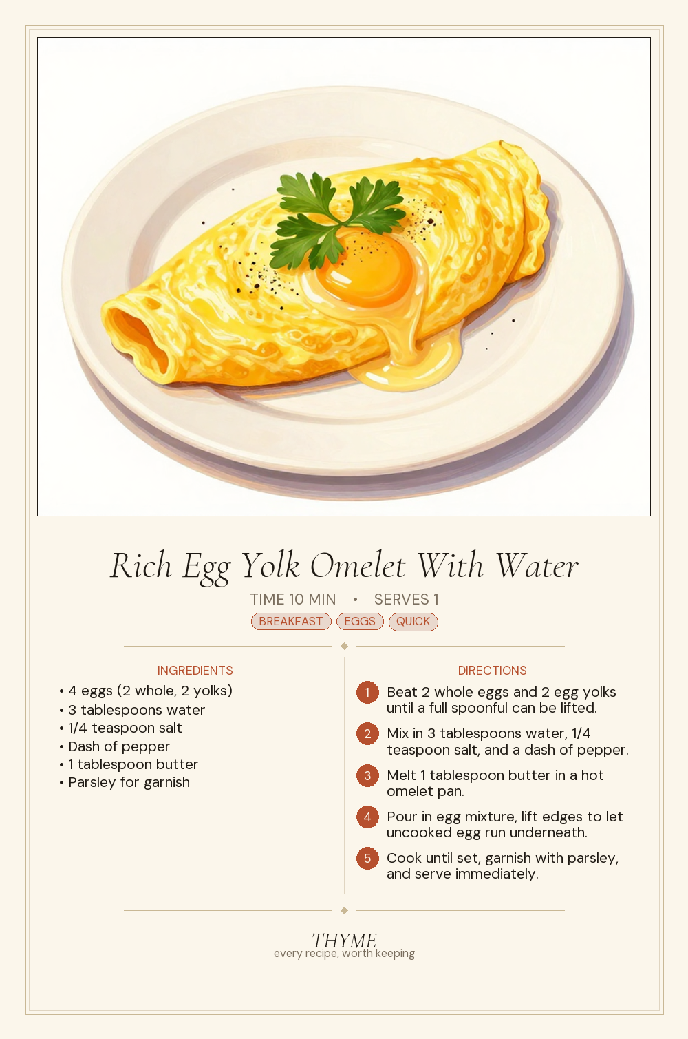Rich Egg Yolk Omelet With Water
