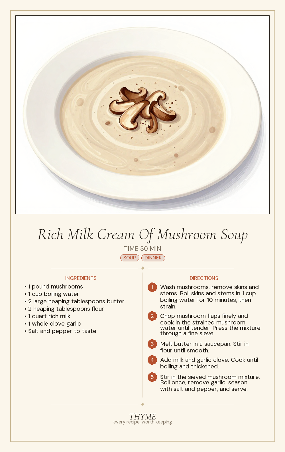 Rich Milk Cream Of Mushroom Soup