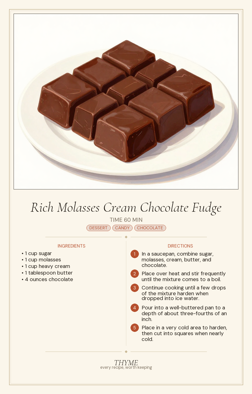 Rich Molasses Cream Chocolate Fudge